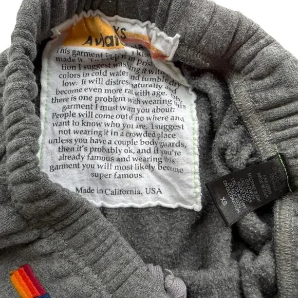 Aviator Nation Rainbow Leg Stripe Sweatpant Grey Size XS Jogger High Rise Cotton - Picture 4 of 6